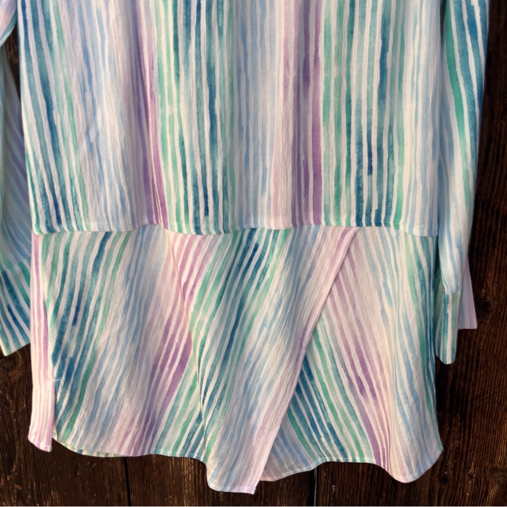 Soft Surroundings Cia Gauze Multicolor Striped Blouse Sz S - Picture 8 of 11